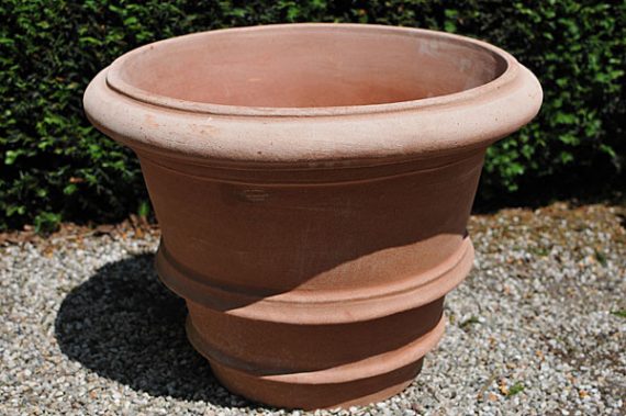 Terracotta pot vaso con due orli